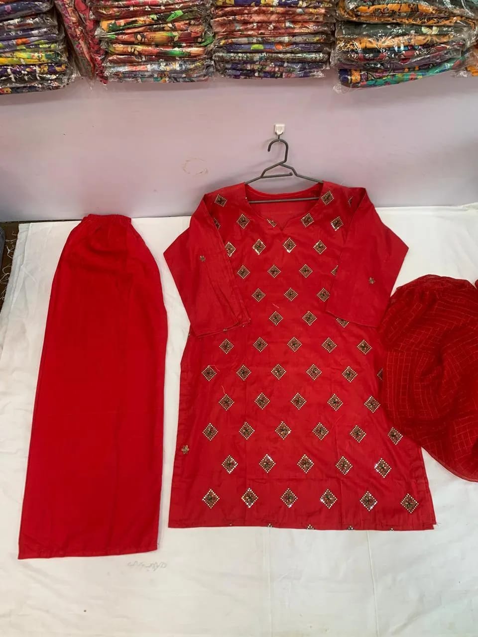 ✨❤️ Red Embroidered Kurta Pajama Set for Women ❤️✨