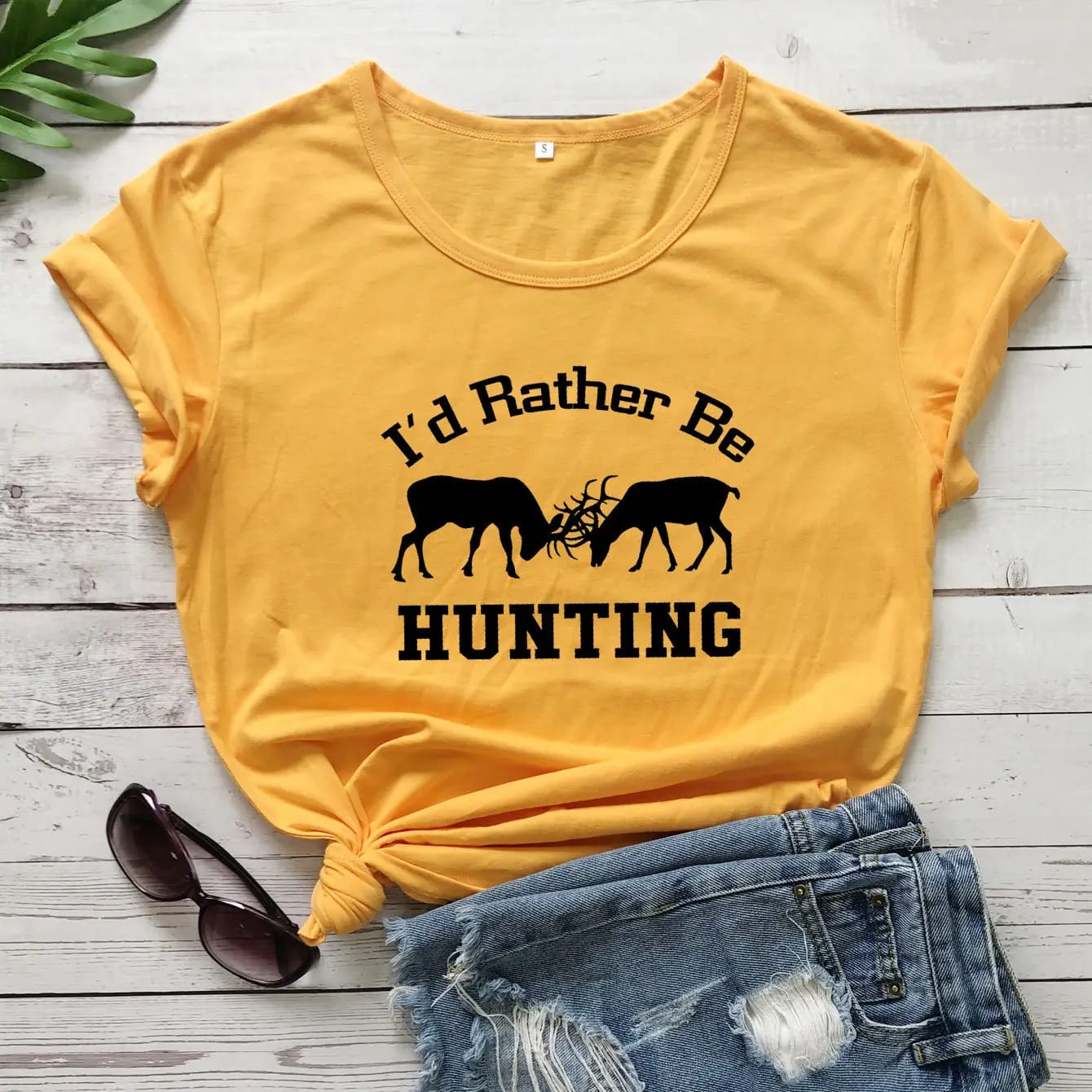 ✨🦌 Foreign Trade “I'D Rather Be Hunting” Graphic T-Shirt 🦌✨