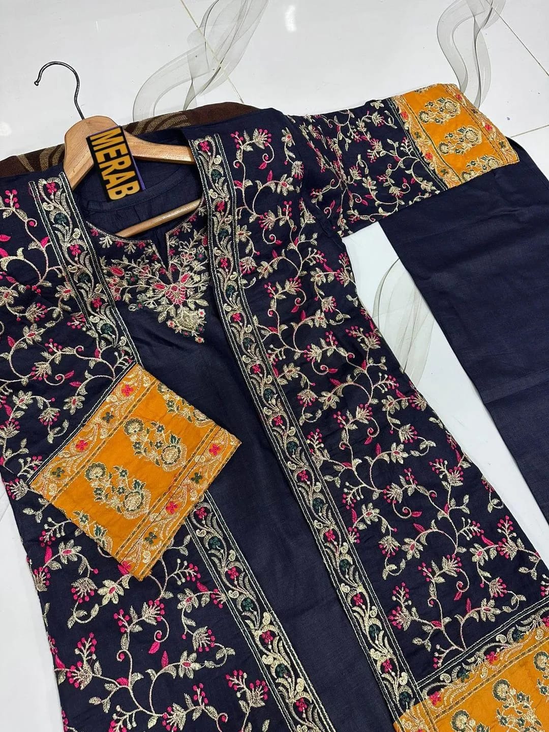 β¨π Blue Embroidered 3-Piece Cotton Suit πβ¨
