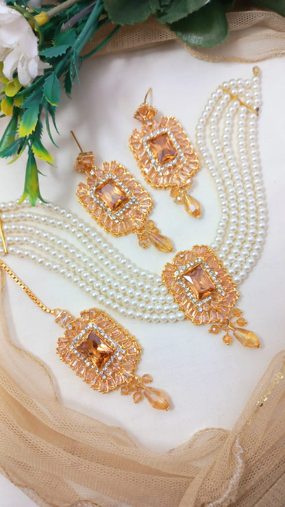 ✨ High Quality Zircon Choker Set – Tikka & Bunda ✨