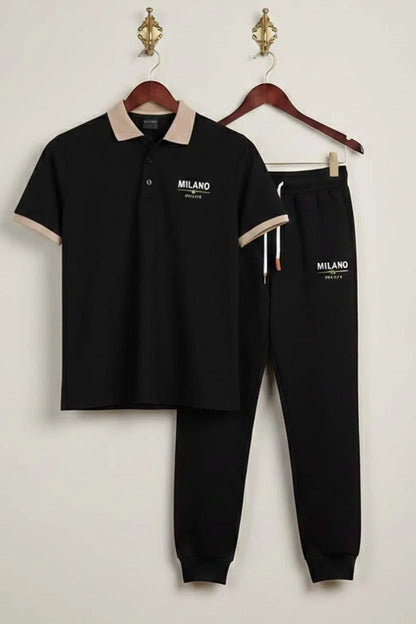 ✨🖤 Men Printed Track Suit Set – Black MILANO Edition 🖤✨