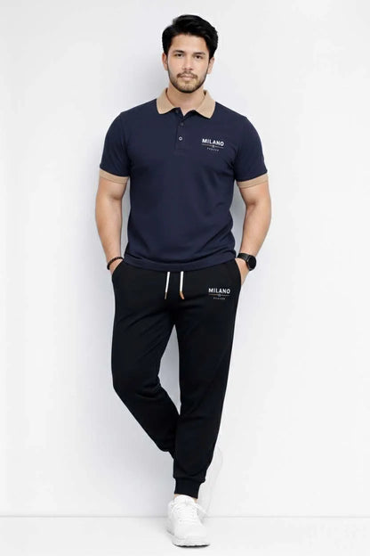 ✨💙 Men Printed Track Suit Set – Navy Blue MILANO Edition 💙✨