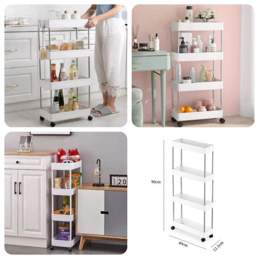 🛒 Smart Slim Trolley – 4 Tier Storage Rack 🛒