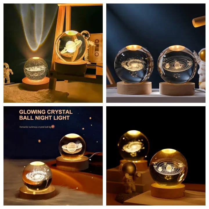 3D Galaxy Crystal Ball Night Light 🌌