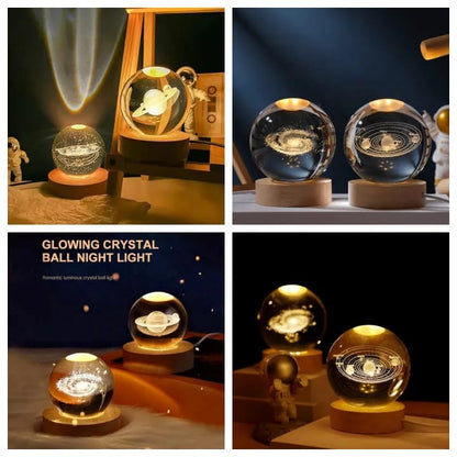3D Galaxy Crystal Ball Night Light 🌌
