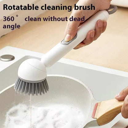 ✨ 360° Rotating Dish Cleaning Brush with Soap Dispenser ✨