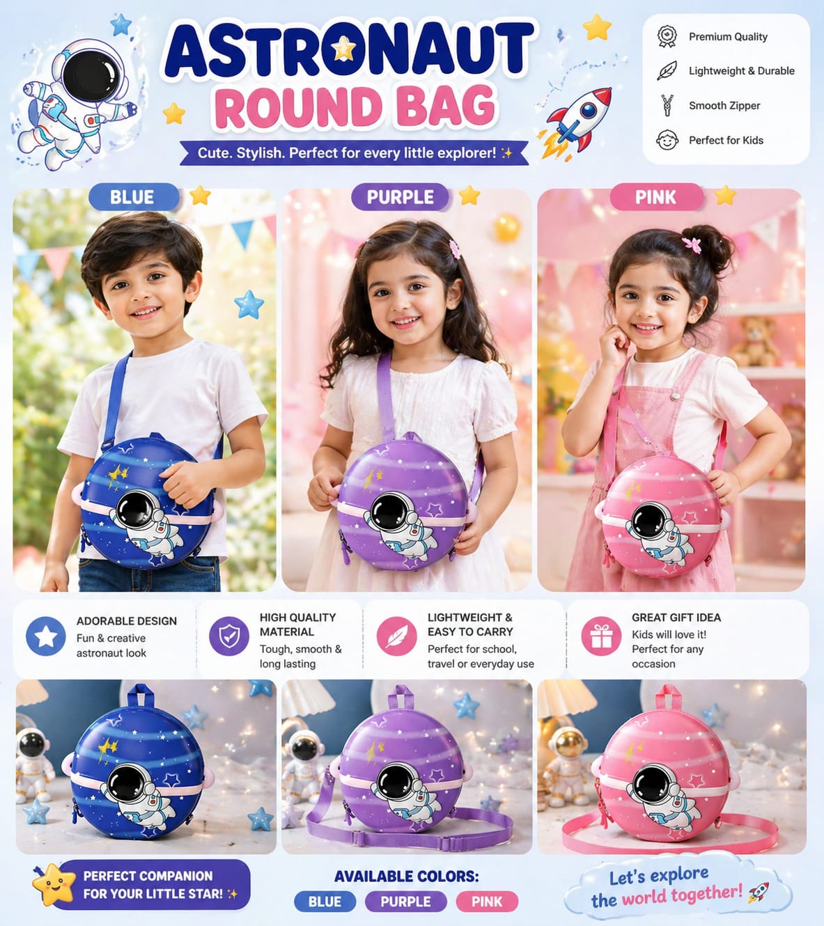 ✨ Cute Astronaut Kids Bag 🚀 ✨