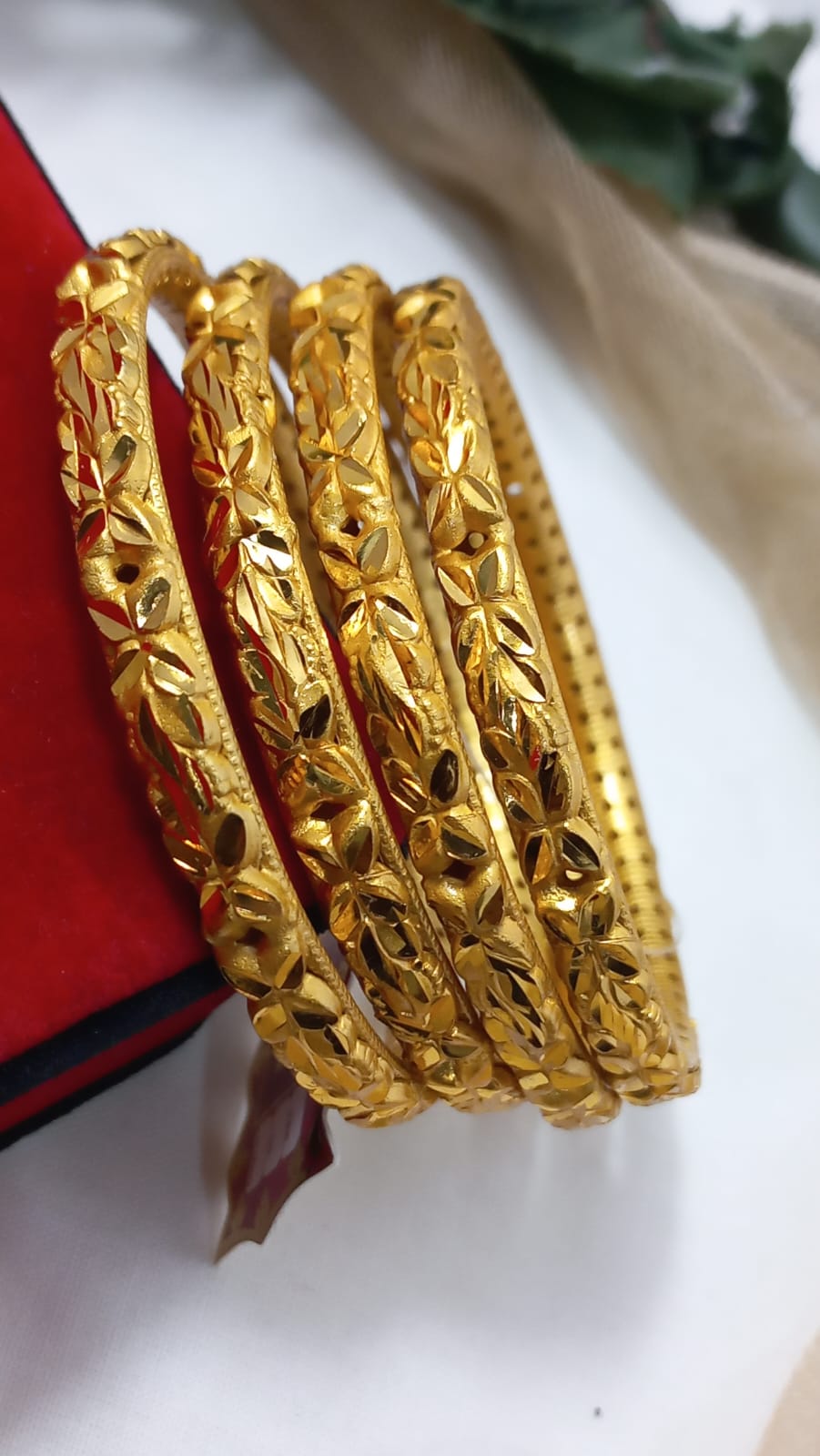✨ High Quality Gold Plated Indian Kara Set (4 Pcs) ✨