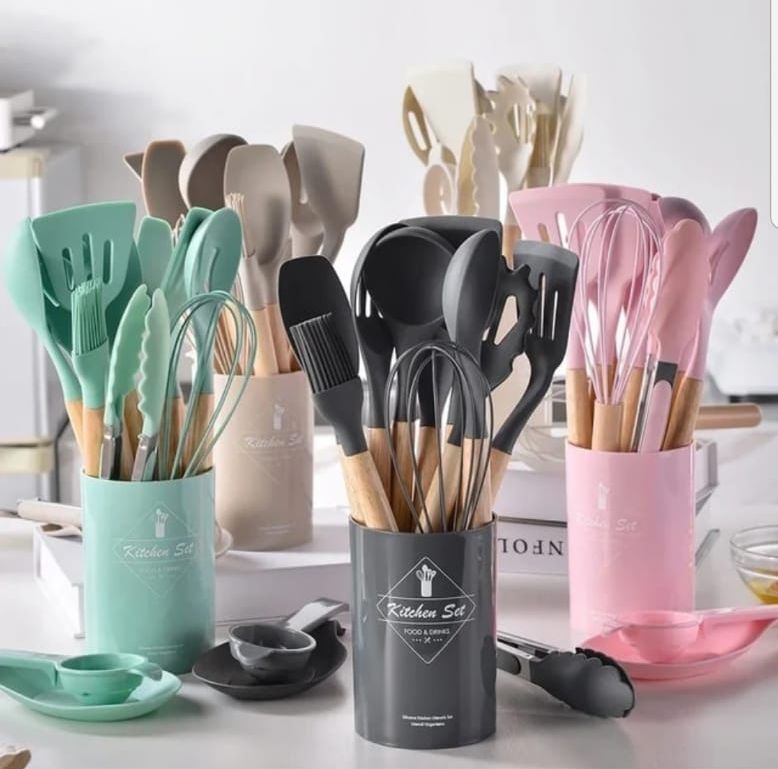 ✨ 12 Pcs Silicone Kitchen Utensils Set ✨