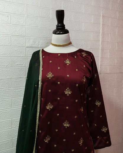 ✨❤️  Premium Maroon 3PC Dress ❤️✨