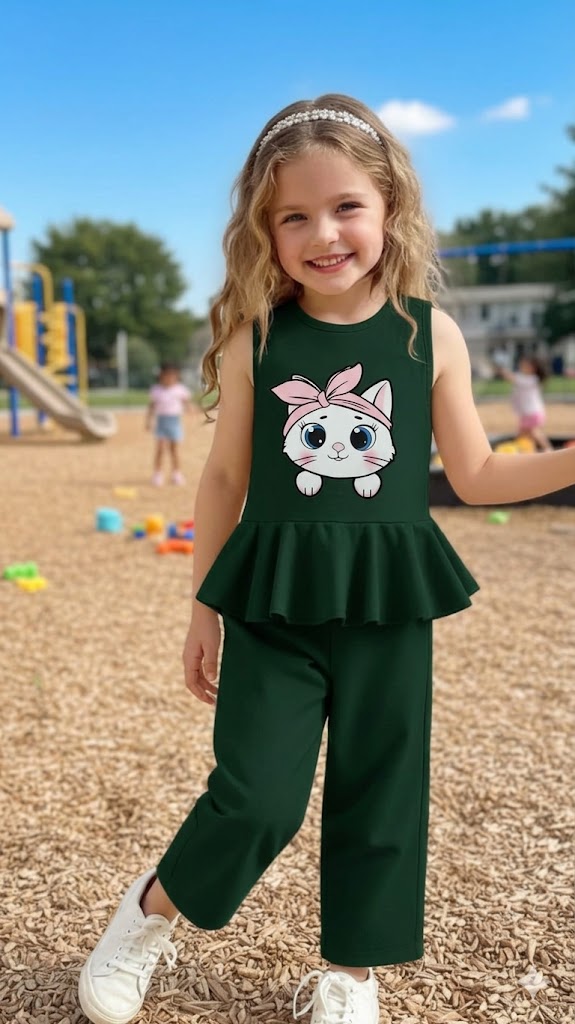 ✨🌸 Casual T-Shirt & Trouser Set for Girls 🌸✨