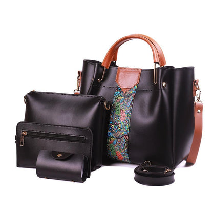 👜✨ New Arrival – White 4 Pcs PU Leather Handbag Set with Elegant Paisley Design ✨👜