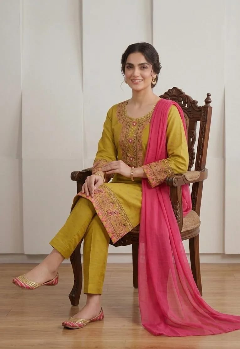 ✨🌸 Multicolor Embroidered Cotton Lawn 3Pcs Set 🌸✨