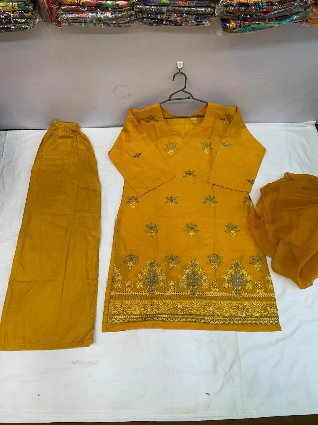 ✨💛 Women’s Yellow Embroidered Kurta Pajama Set 💛✨