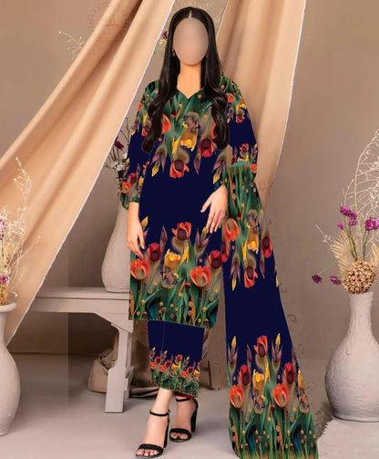 🌸✨ Premium Silky Printed 3 Piece Suit ✨🌸