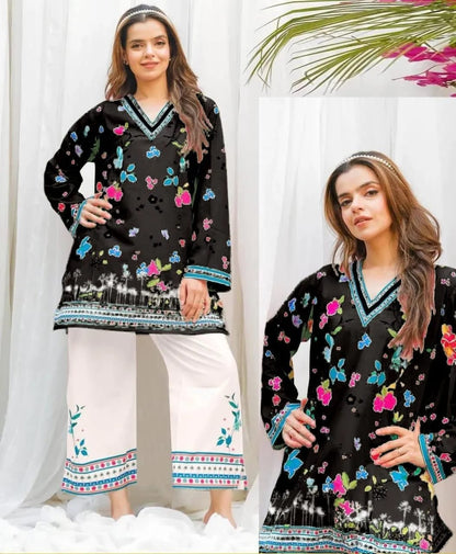 🖤🌸 Women Swiss Lawn Floral 2 Piece Suit 🌸🖤