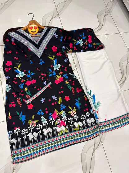 🖤🌸 Women Swiss Lawn Floral 2 Piece Suit 🌸🖤