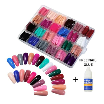 💅✨ 576 Pcs Multicolor Fake Nails with Free Glue ✨💅