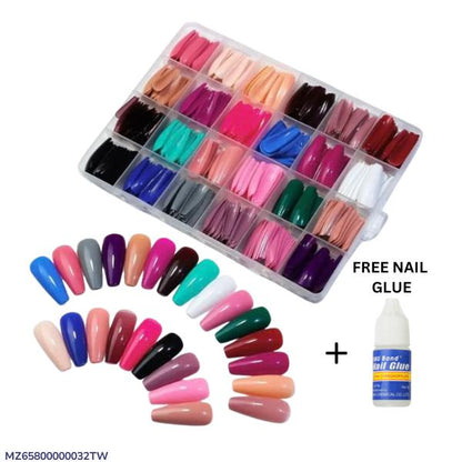 💅✨ 576 Pcs Multicolor Fake Nails with Free Glue ✨💅