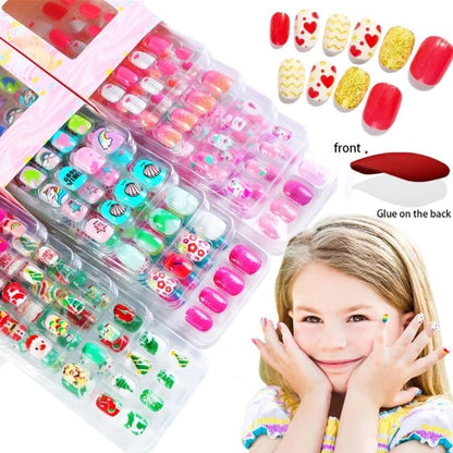 💅🌈 Kids Multicolor Fake Nails Set 🌈💅