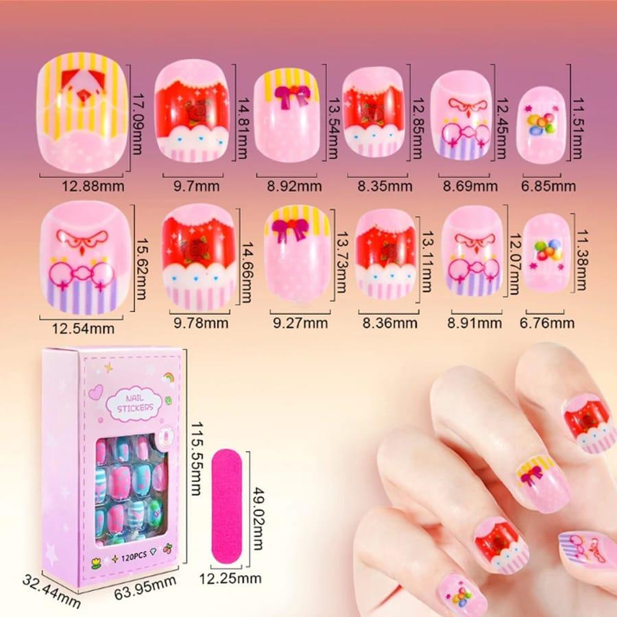 💅🌈 Kids Multicolor Fake Nails Set 🌈💅