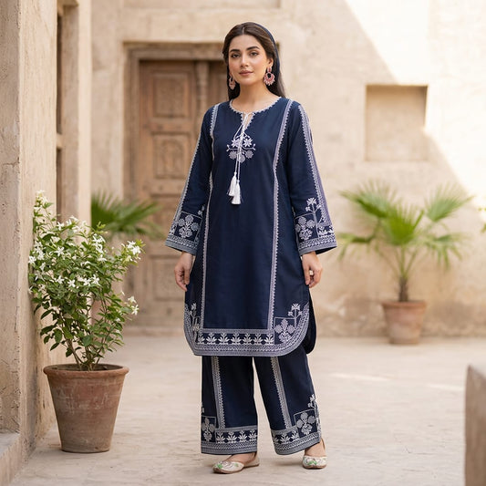 💙✨ Luxury Blue Aari Embroidered 3 Piece Suit ✨💙