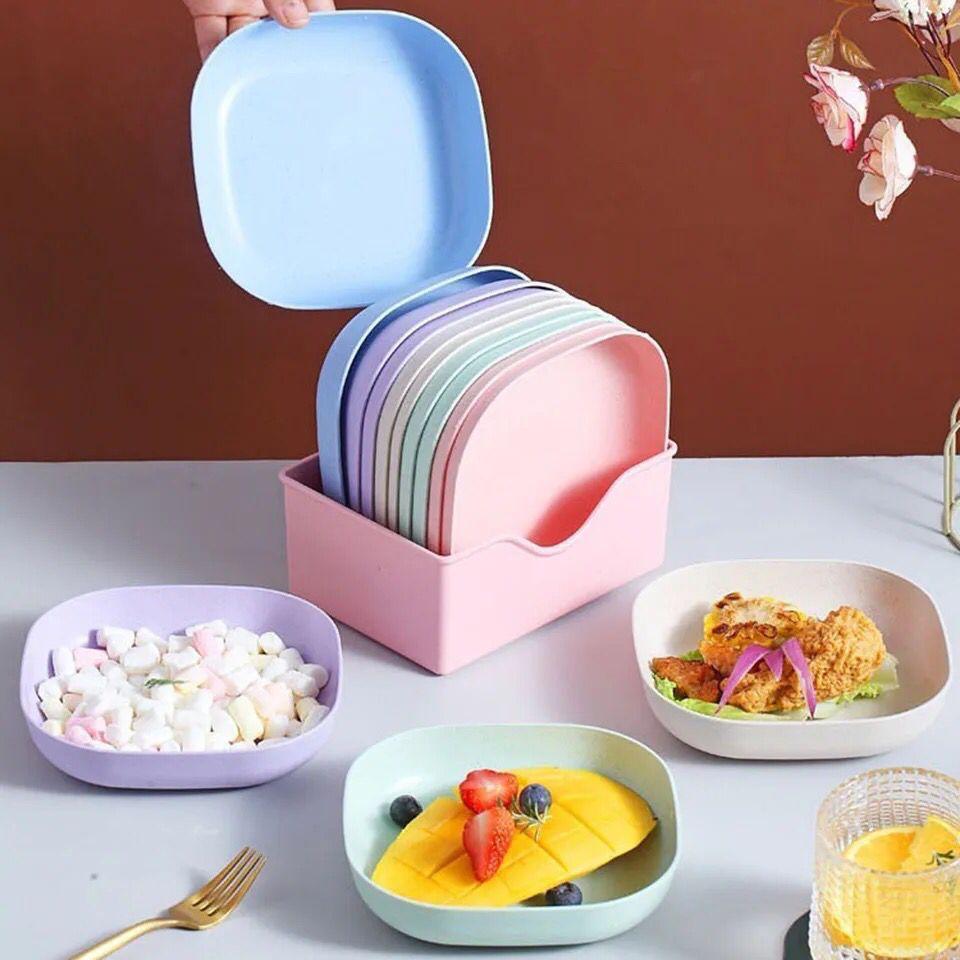Premium 10-Piece Mini Square Plates Set with Stand