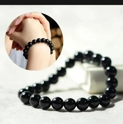✨🖤 Black Bead Bracelet – Unisex Adjustable Design 🖤✨