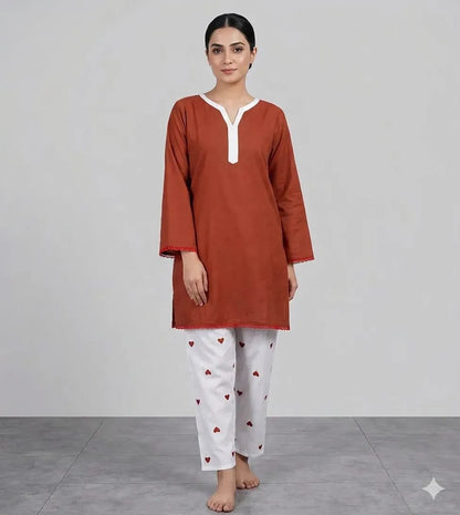 ✨🤎 Brown Lawn Embroidered Kurta Set 🤎✨