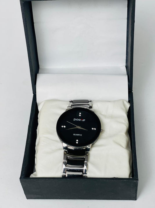 ✨⌚ Men's Stainless Steel Black Dial Quartz Watch ⌚✨