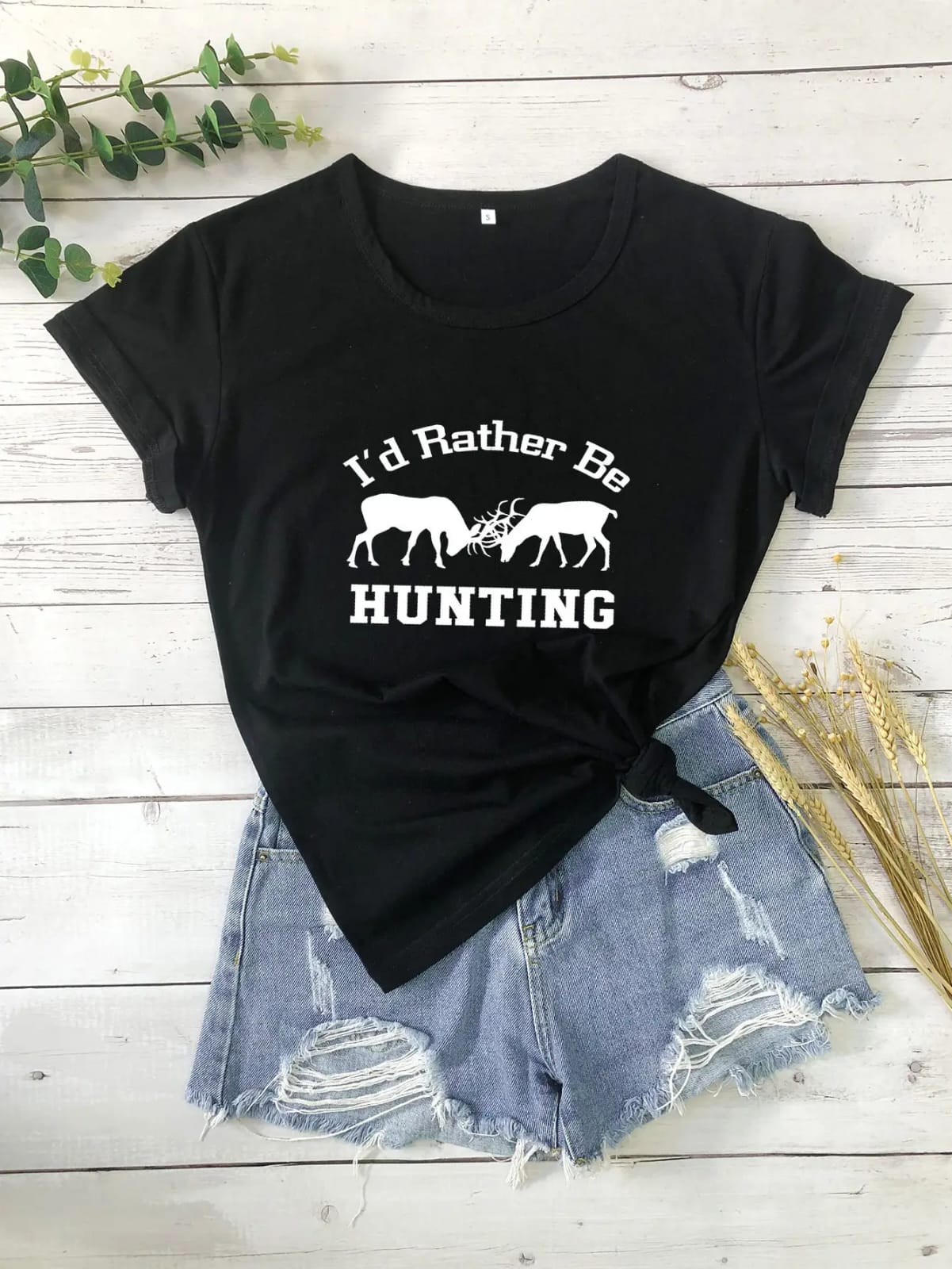 ✨🦌 Foreign Trade “I'D Rather Be Hunting” Graphic T-Shirt 🦌✨