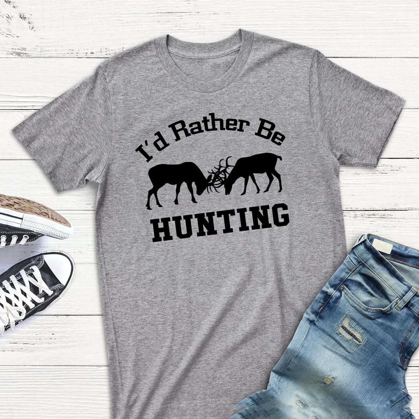 ✨🦌 Foreign Trade “I'D Rather Be Hunting” Graphic T-Shirt 🦌✨