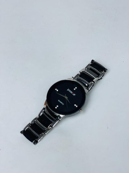 ✨⌚ Men's Stainless Steel Black Dial Quartz Watch ⌚✨