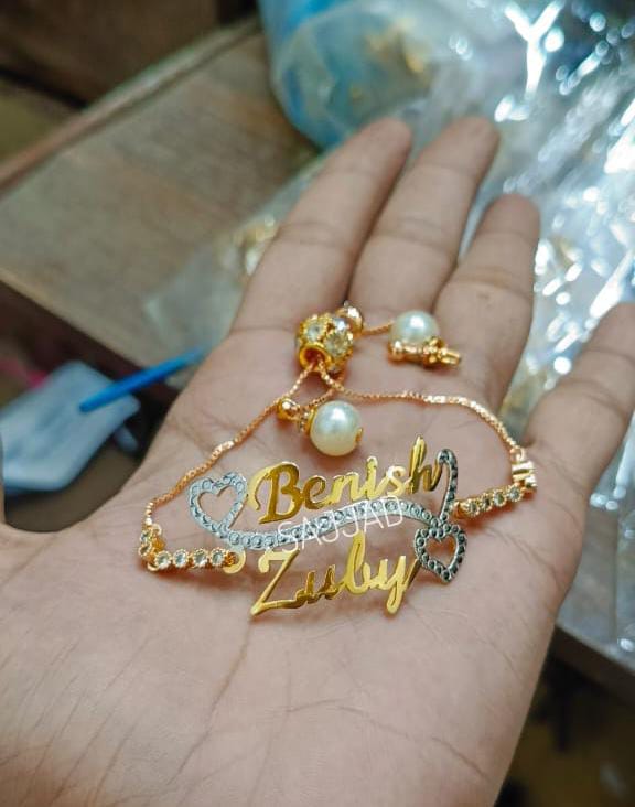 🔥 Fancy Beautiful Gold Plated Customized Name Bracelets 🔥