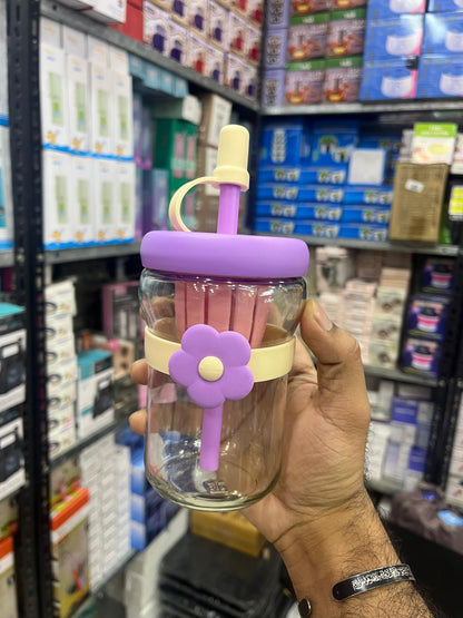 🥤 400ML Flower Bow Glass Cup 🥤