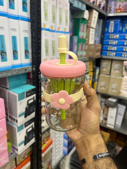 🥤 400ML Flower Bow Glass Cup 🥤